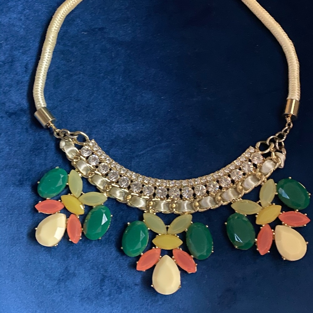 Multi color “floral” statement necklace